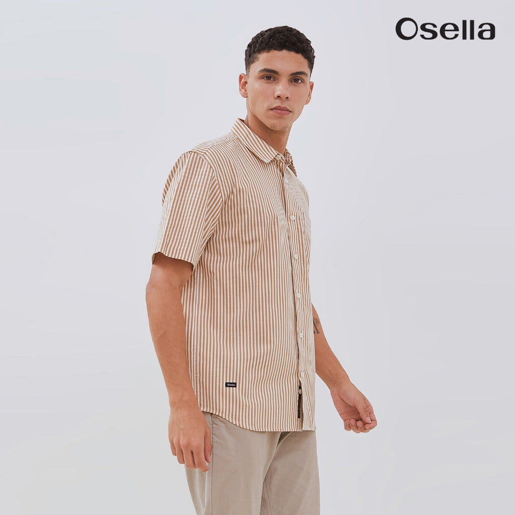 Osella Ethan Short Sleeve Vertical Stripe Shirt 2030500282 | Kemeja Lengan Pendek Pria