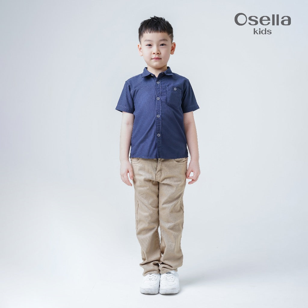 Osella Kids Elmer Regular Fit Short Shirt 22326603 | Kemeja Formal Anak Laki Laki