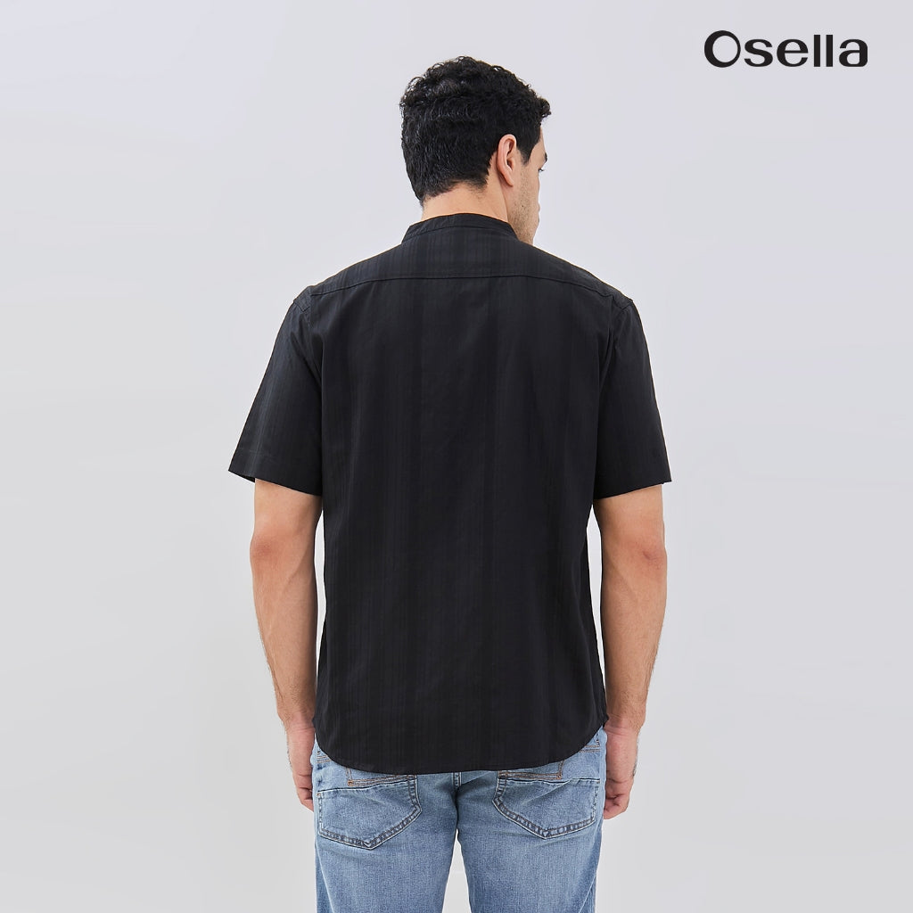 Osella Azra Dobby Textured Short Sleeve Shirt With Stand Collar 203W6602 | Kemeja Koko Lengan Pendek Raya Pria