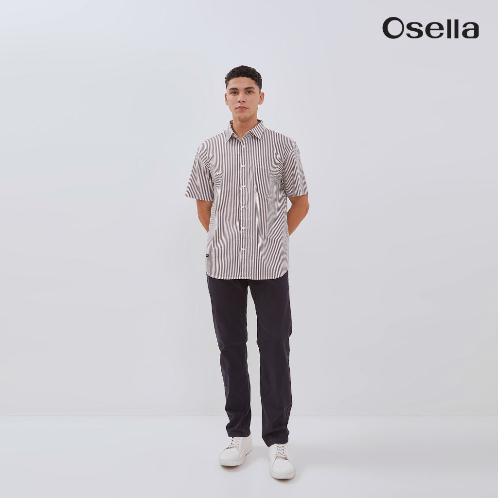 Osella Ethan Short Sleeve Vertical Stripe Shirt 2030500282 | Kemeja Lengan Pendek Pria
