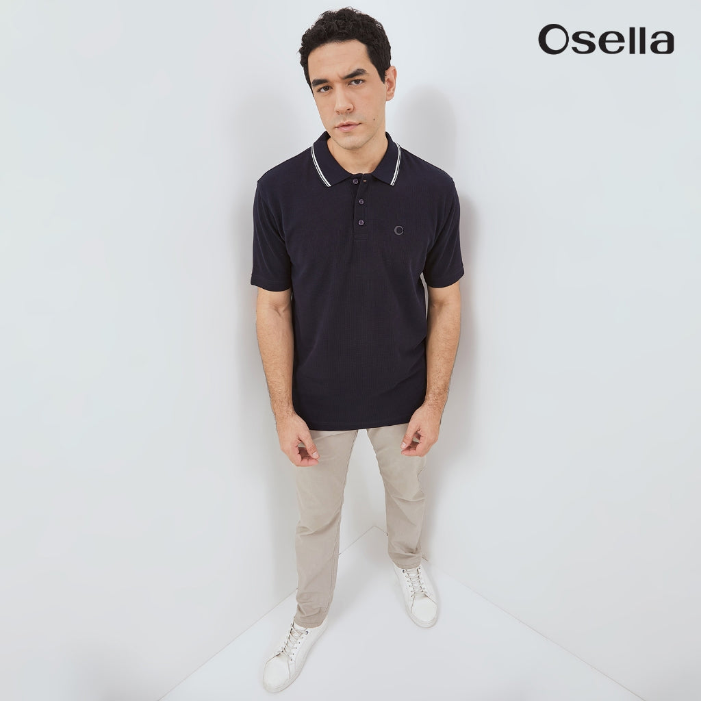 Osella Darren Waffle Textured Polo Shirt 20216601 | Kaos Polo Lengan Pendek Pria