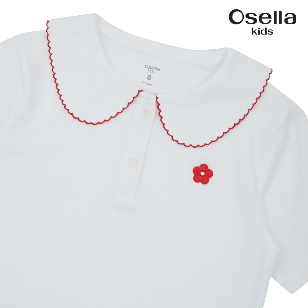 Osella Floral T-Shirt With Fancy Collar 23715009 | Atasan Blouse Lengan Pendek Anak Perempuan