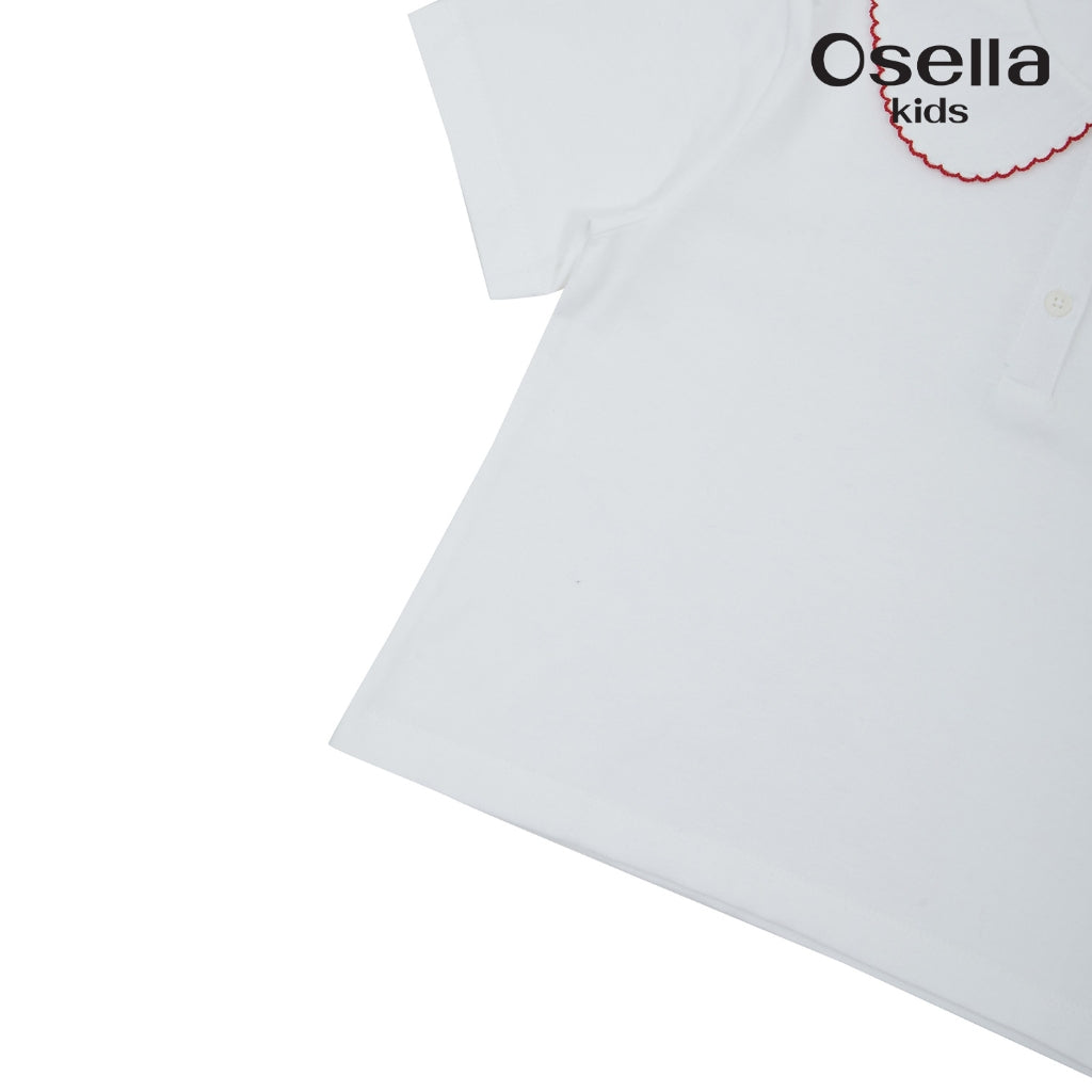 Osella Floral T-Shirt With Fancy Collar 23715009 | Atasan Blouse Lengan Pendek Anak Perempuan