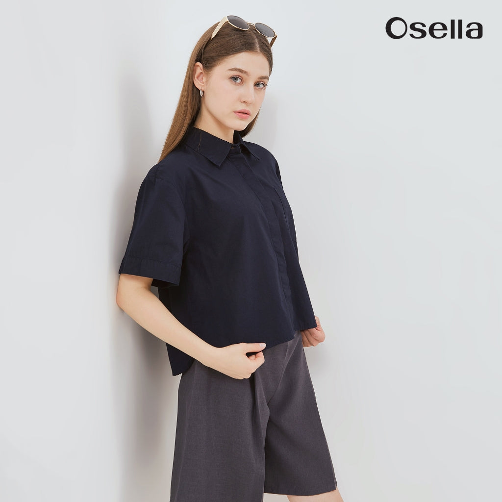 Osella Blair Short Sleeve Shirt 2136500159 | Atasan Kemeja Basic Wanita Lengan Pendek