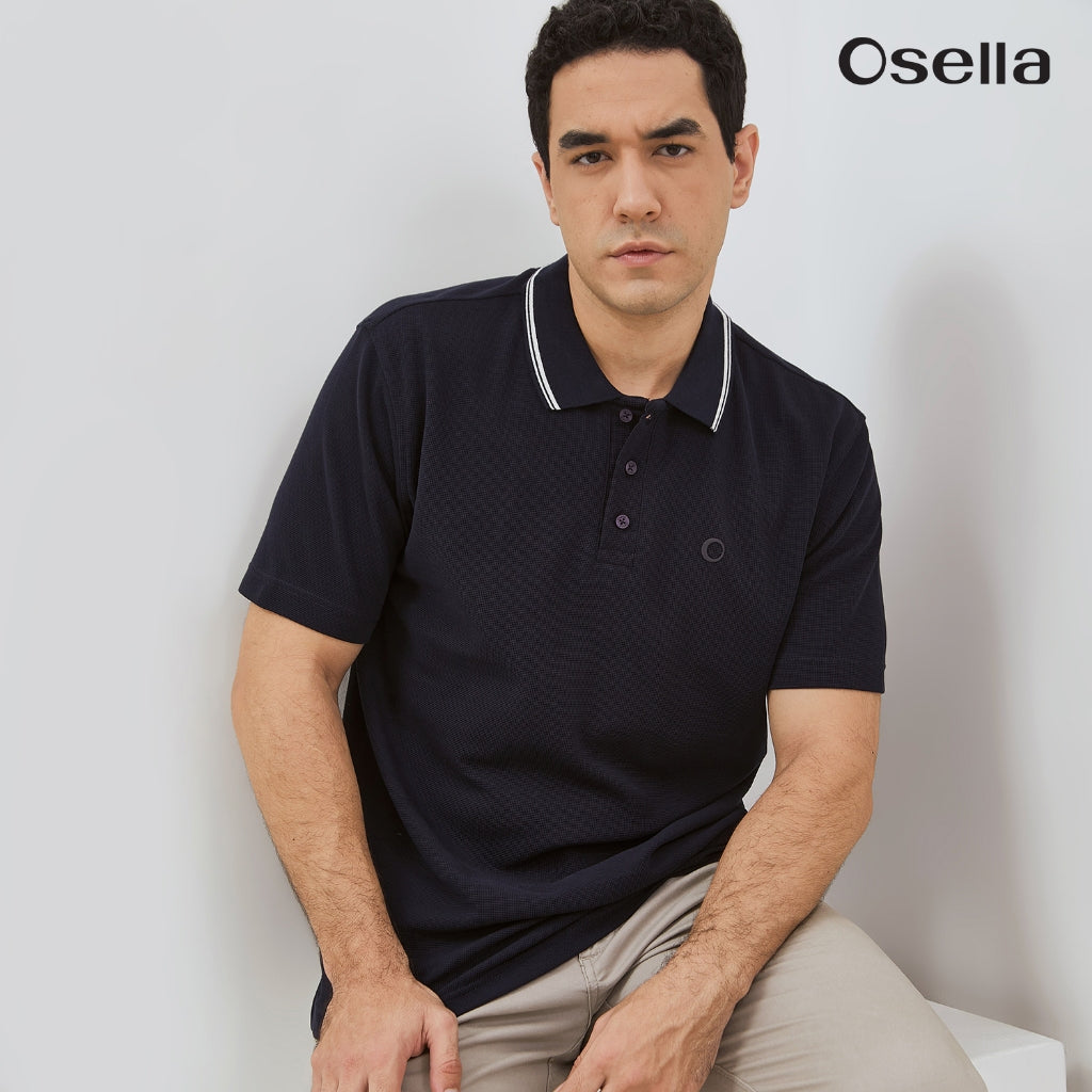 Osella Darren Waffle Textured Polo Shirt 20216601 | Kaos Polo Lengan Pendek Pria