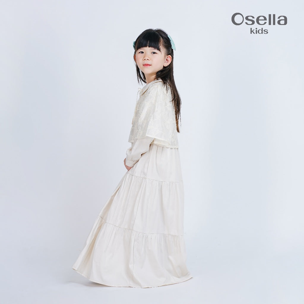 Osella Kids Inara Tiered Maxi Dress In Ivory 1357660688 | Gaun Panjang Raya Anak Perempuan