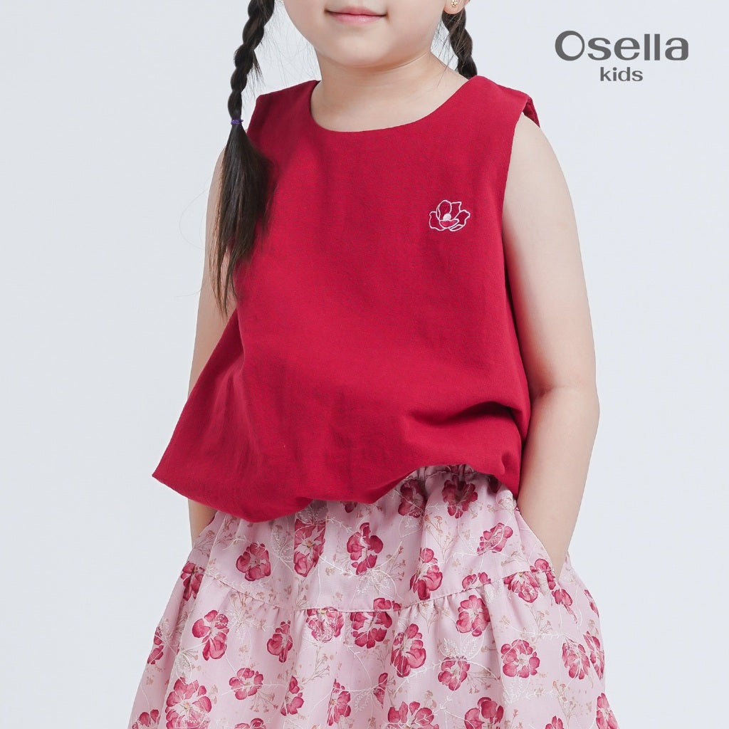 Osella Gentle Bloom Linen Top 23366001 | Blouse Basic Tanpa Lengan Anak Perempuan