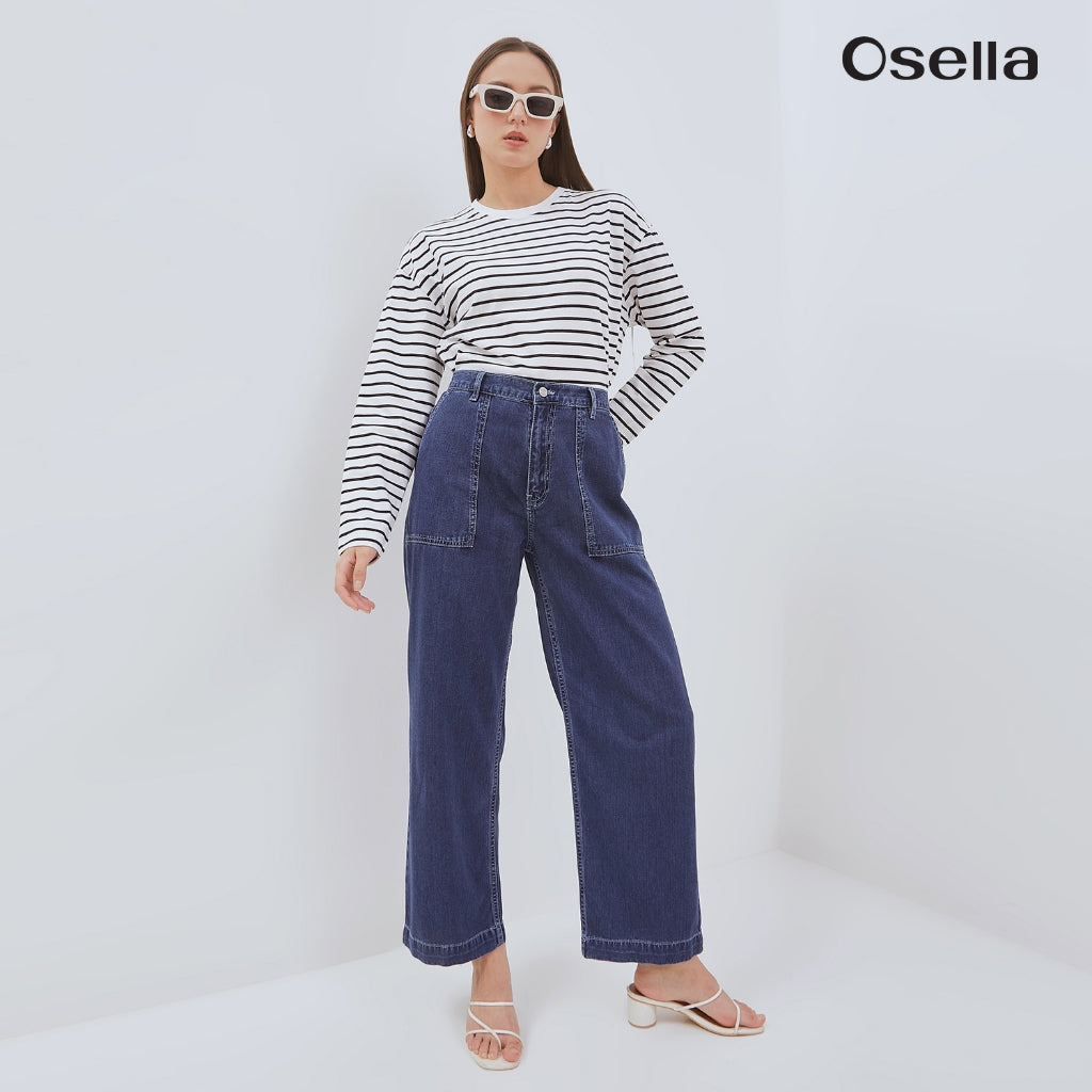 Osella Kaia Wide Leg Denim 218O6601 | Celana Jeans Panjang Wanita