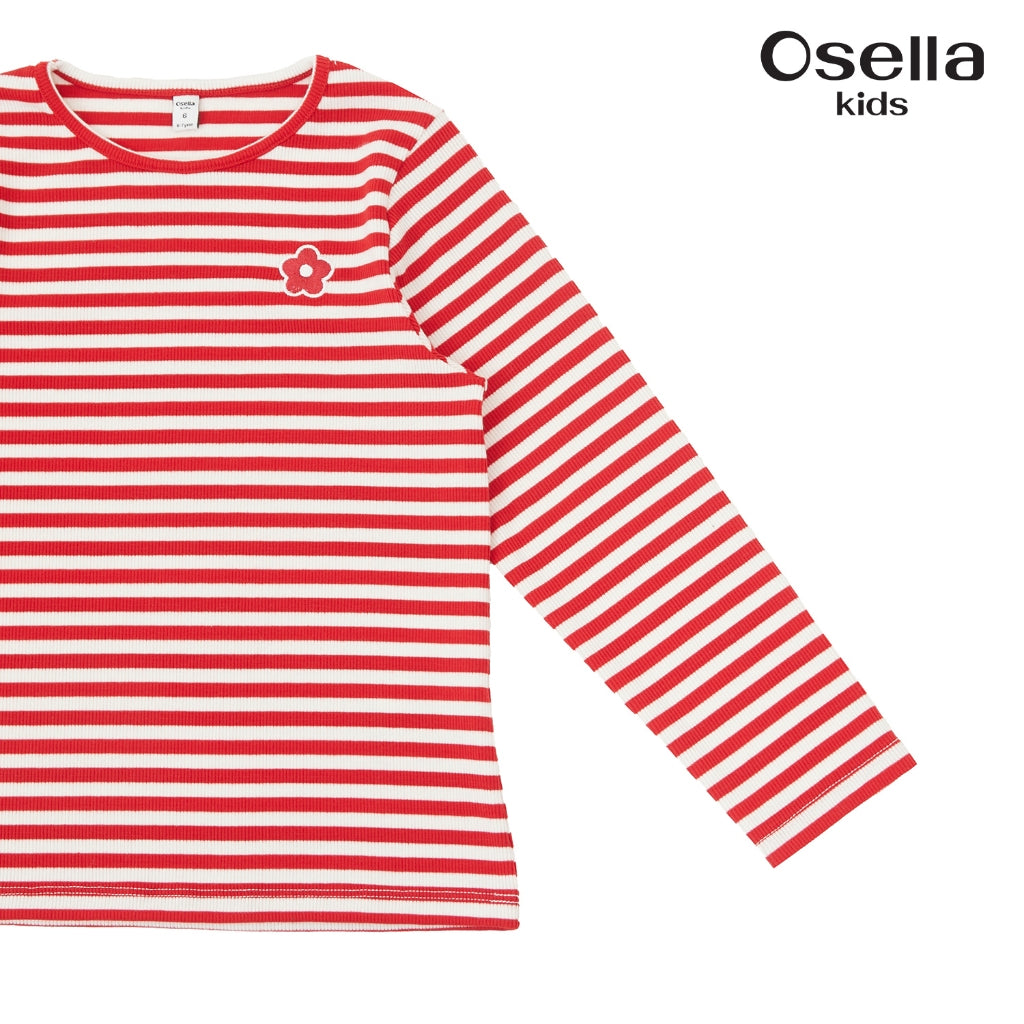 Osella Marry Long Sleeve Stripe T-Shirt 2377500551 | Atasan Lengan Panjang Garis Garis Anak Perempuan