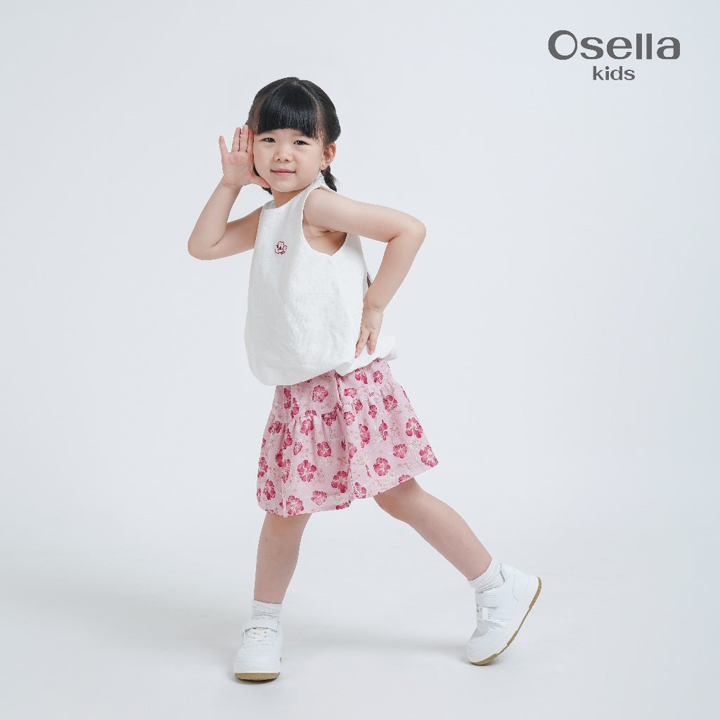 Osella Gentle Bloom Linen Top 23366001 | Blouse Basic Tanpa Lengan Anak Perempuan
