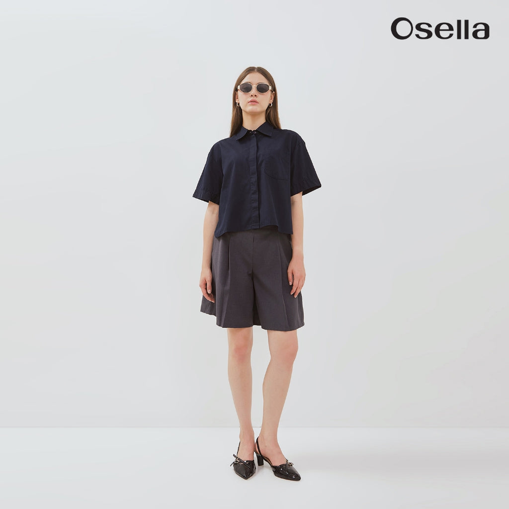 Osella Blair Short Sleeve Shirt 2136500159 | Atasan Kemeja Basic Wanita Lengan Pendek