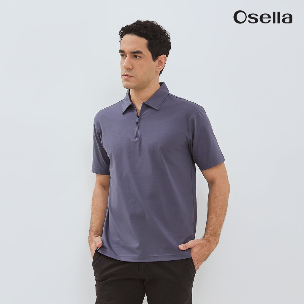 Osella Ultra-Soft Half-Zip Polo 20216603 | Atasan Kaos Polo Lengan Pendek Pria