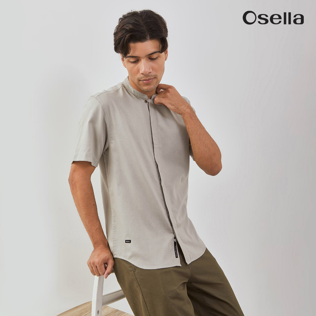 Osella Ziyyad Short Sleeve Stand Collared Shirt 203W6601 | Kemeja Lengan Pendek Pria