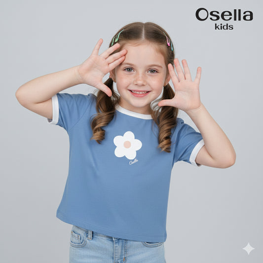 Osella Bloom Ringer Tee 23715010 | Atasan Kaos Lengan Pendek Anak Perempuan