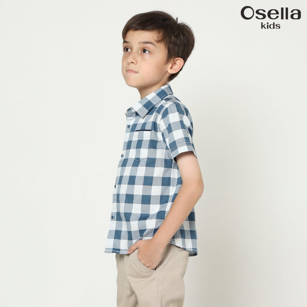 Osella Garner Flannel Checkered Shirt 22335002 | Kemeja Flanel Lengan Pendek Anak Laki Laki