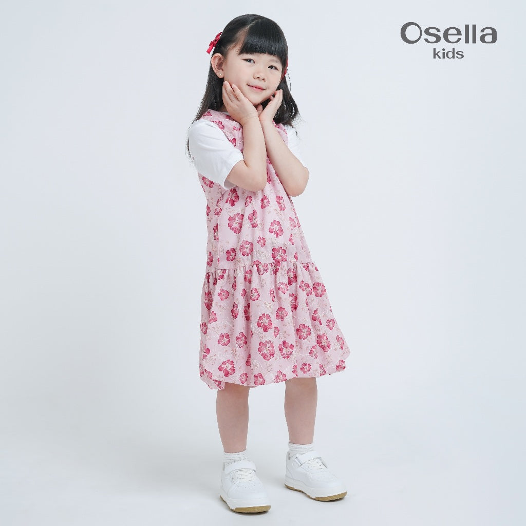 Osella Bloomy Layered Dress 2356600113 | Dress Tanpa Lengan Motif Bunga Anak Perempuan