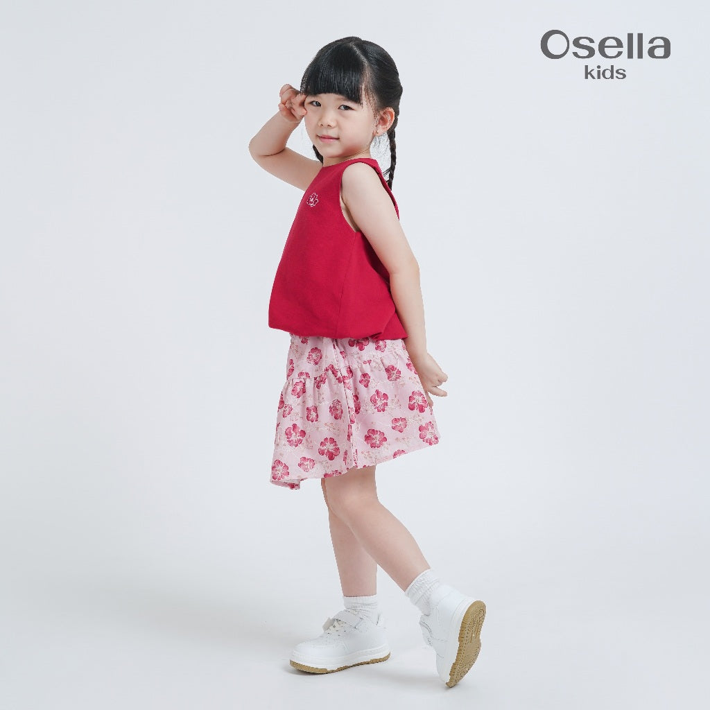 Osella Gentle Bloom Linen Top 23366001 | Blouse Basic Tanpa Lengan Anak Perempuan