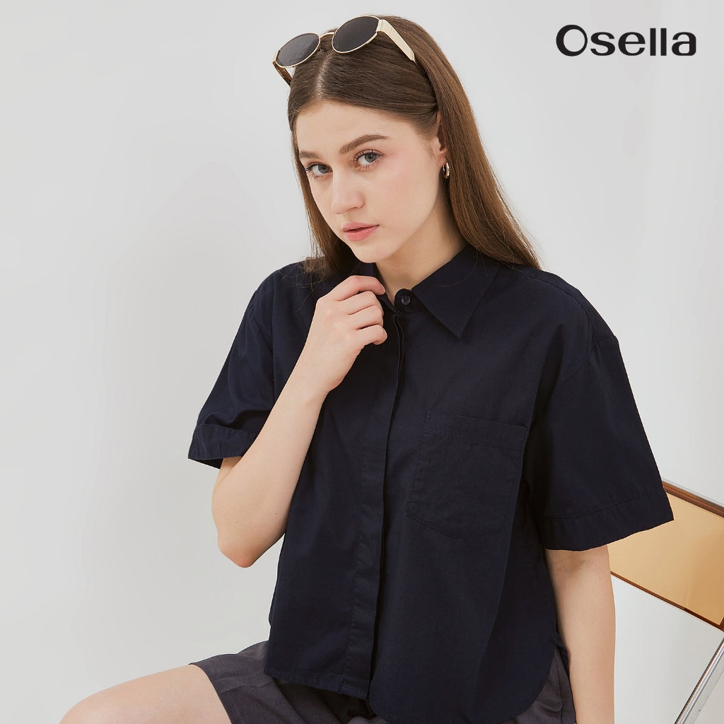 Osella Blair Short Sleeve Shirt 2136500159 | Atasan Kemeja Basic Wanita Lengan Pendek