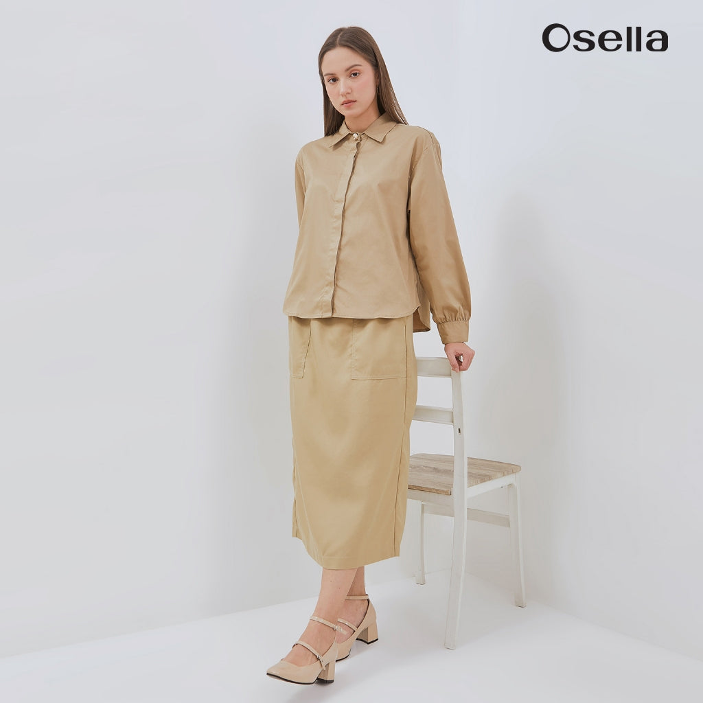 Osella Vena Puffy Sleeve Shirt With Statement Button 21376602 | Atasan Wanita Lengan Panjang