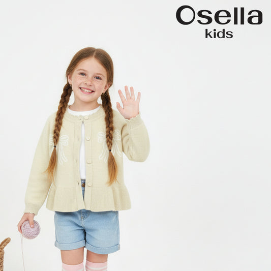 Osella Bow Knit Cardigan 1361500238 | Cardigan Rajut Anak Perempuan
