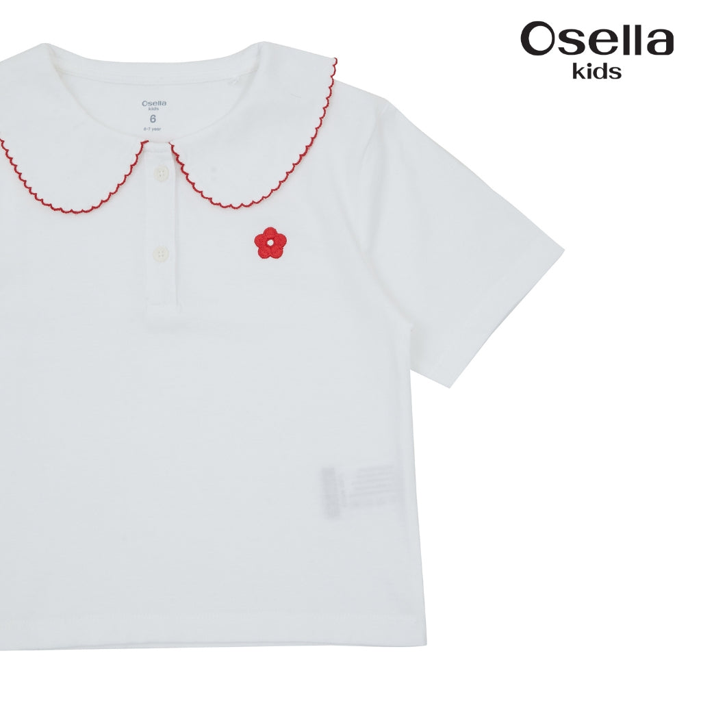 Osella Floral T-Shirt With Fancy Collar 23715009 | Atasan Blouse Lengan Pendek Anak Perempuan