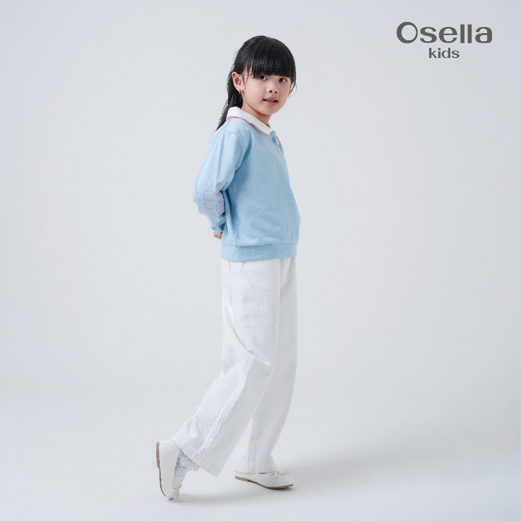 Osella Kids Blue Blossom Collar Sweater 2312660136 | Atasan Blouse Berkerah Anak Perempuan