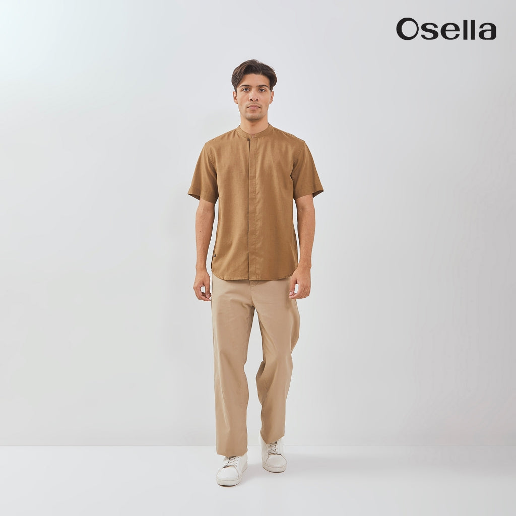Osella Ziyyad Short Sleeve Stand Collared Shirt 203W6601 | Kemeja Lengan Pendek Pria