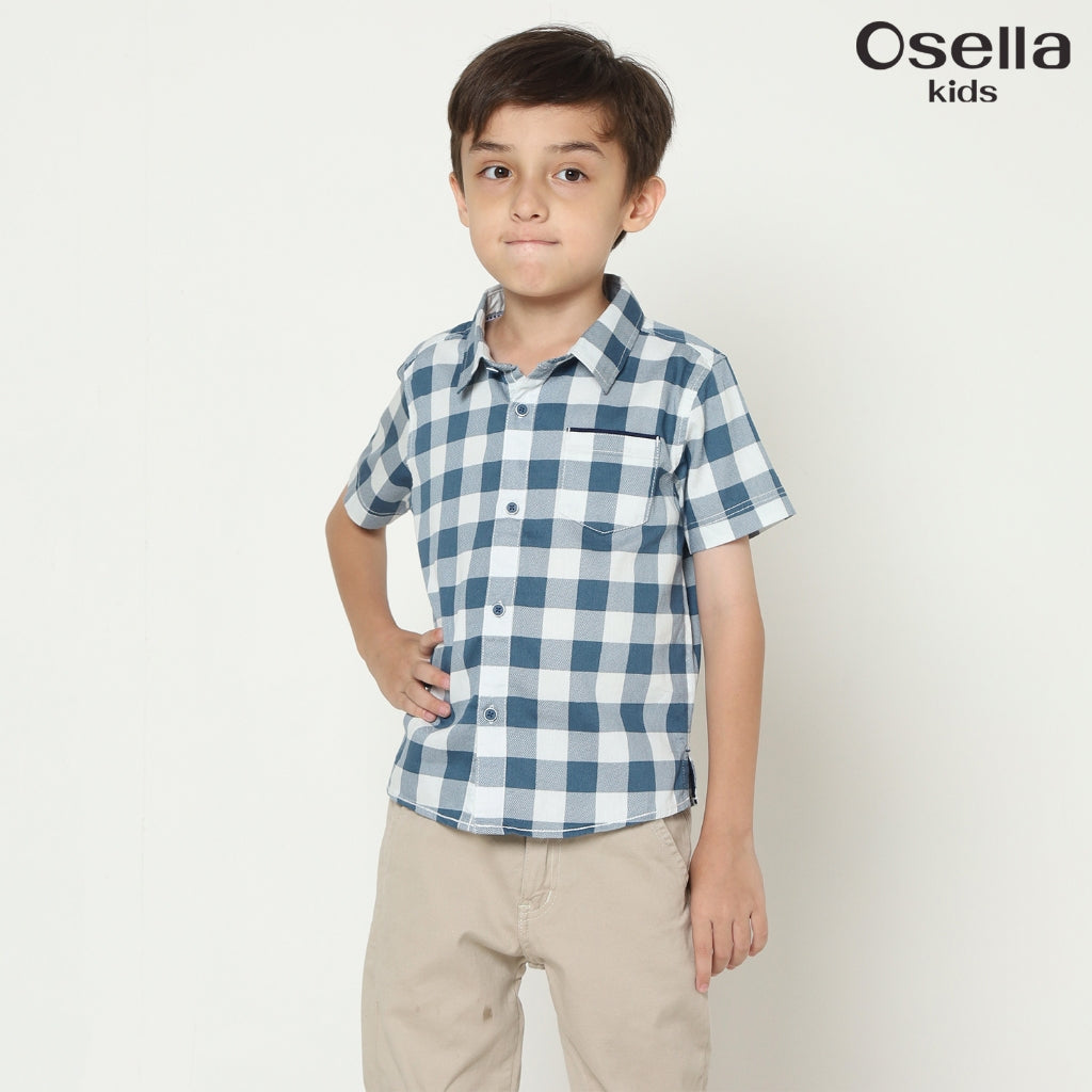 Osella Garner Flannel Checkered Shirt 22335002 | Kemeja Flanel Lengan Pendek Anak Laki Laki