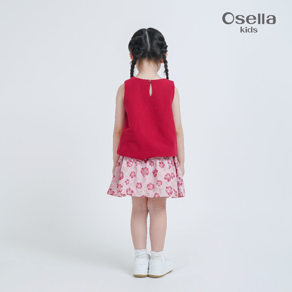 Osella Gentle Bloom Linen Top 23366001 | Blouse Basic Tanpa Lengan Anak Perempuan