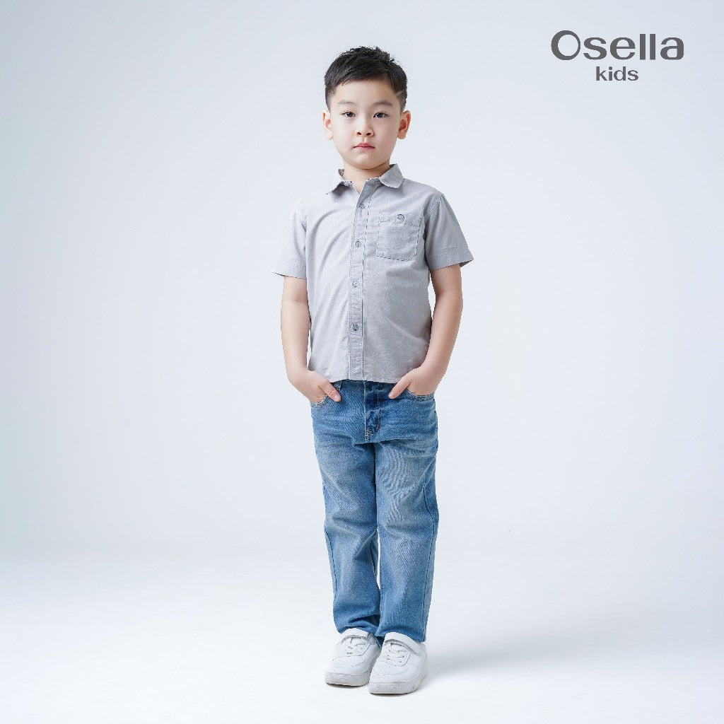 Osella Kids Elmer Regular Fit Short Shirt 22326603 | Kemeja Formal Anak Laki Laki