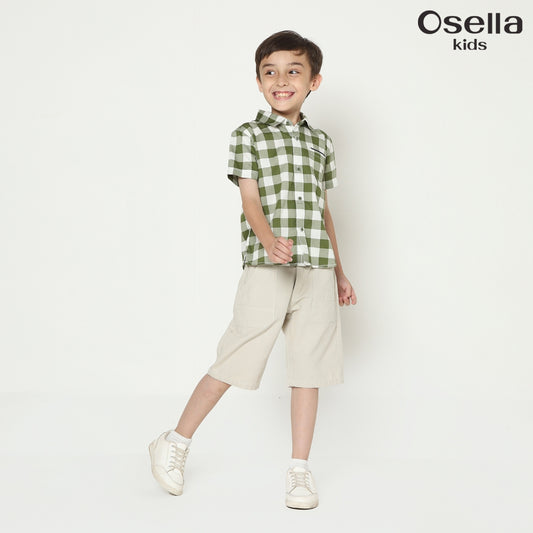 Osella Garner Flannel Checkered Shirt 22335002 | Kemeja Flanel Lengan Pendek Anak Laki Laki
