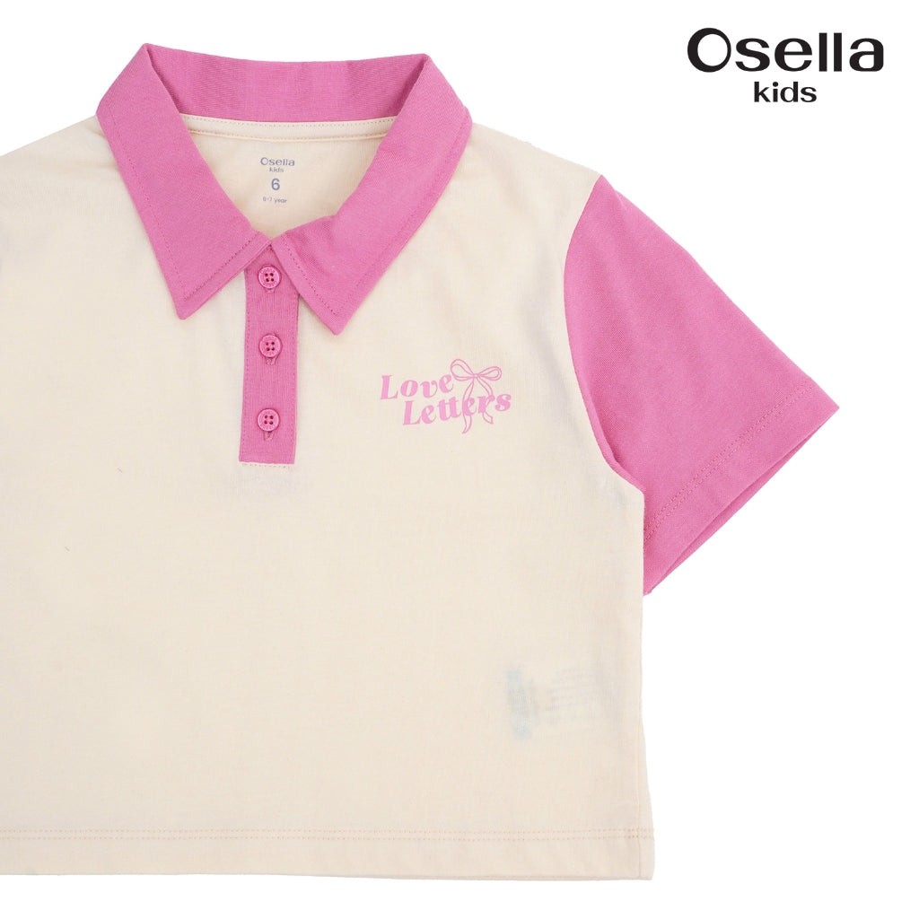 Osella Love Letter Polo Tee 2322500288 | Atasan Kaos Polo Anak Perempuan