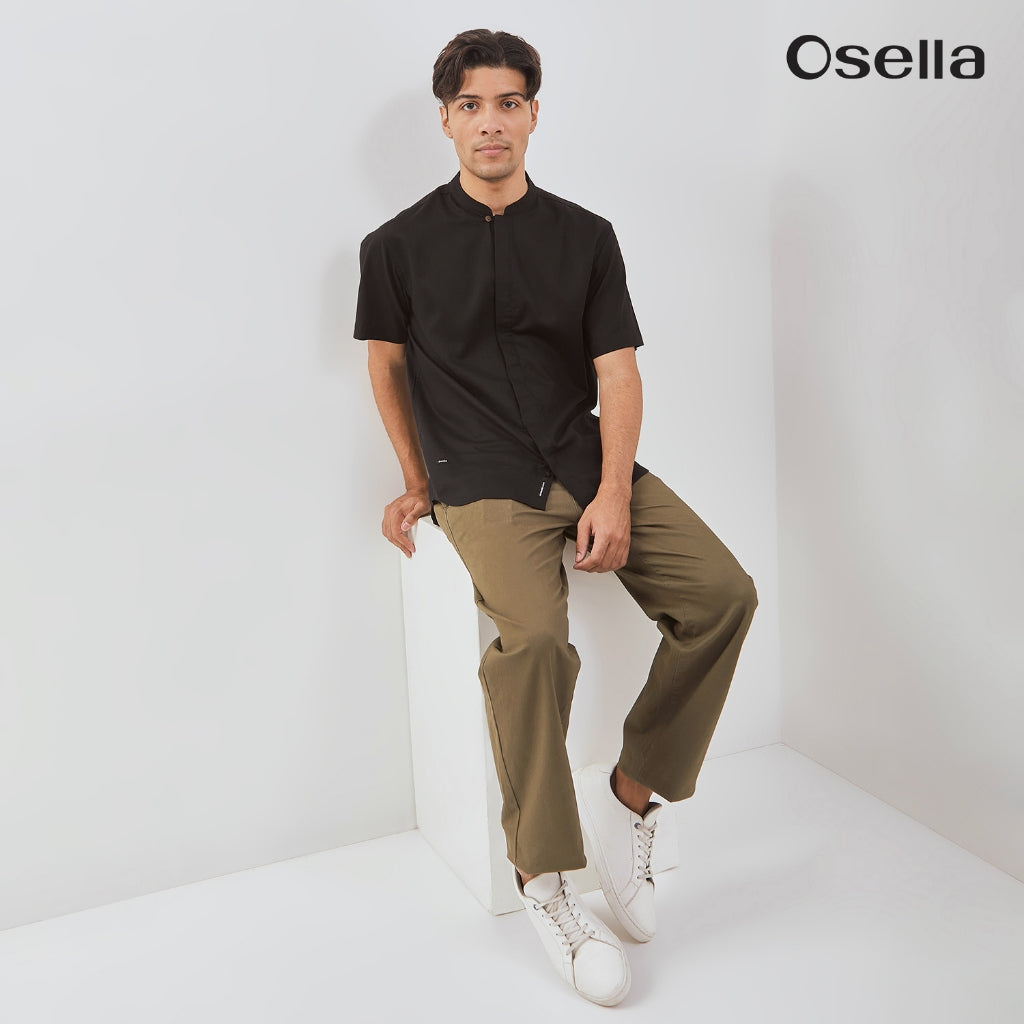 Osella Ziyyad Short Sleeve Stand Collared Shirt 203W6601 | Kemeja Lengan Pendek Pria