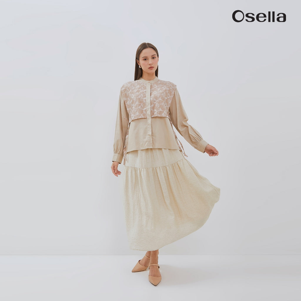 Osella Aysha Layered Lace Blouse 1137660187 | Blouse Lace Wanita Lengan Panjang