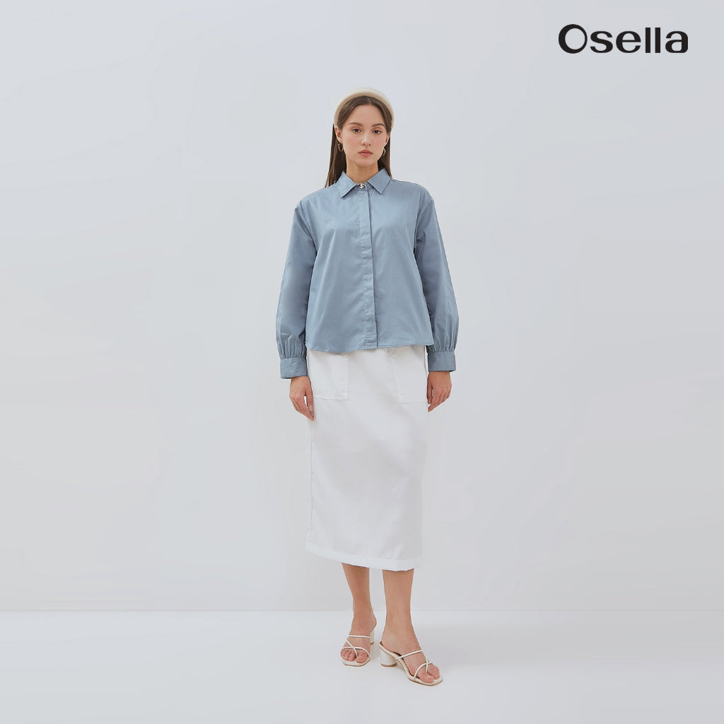 Osella Vena Puffy Sleeve Shirt With Statement Button 21376602 | Atasan Wanita Lengan Panjang