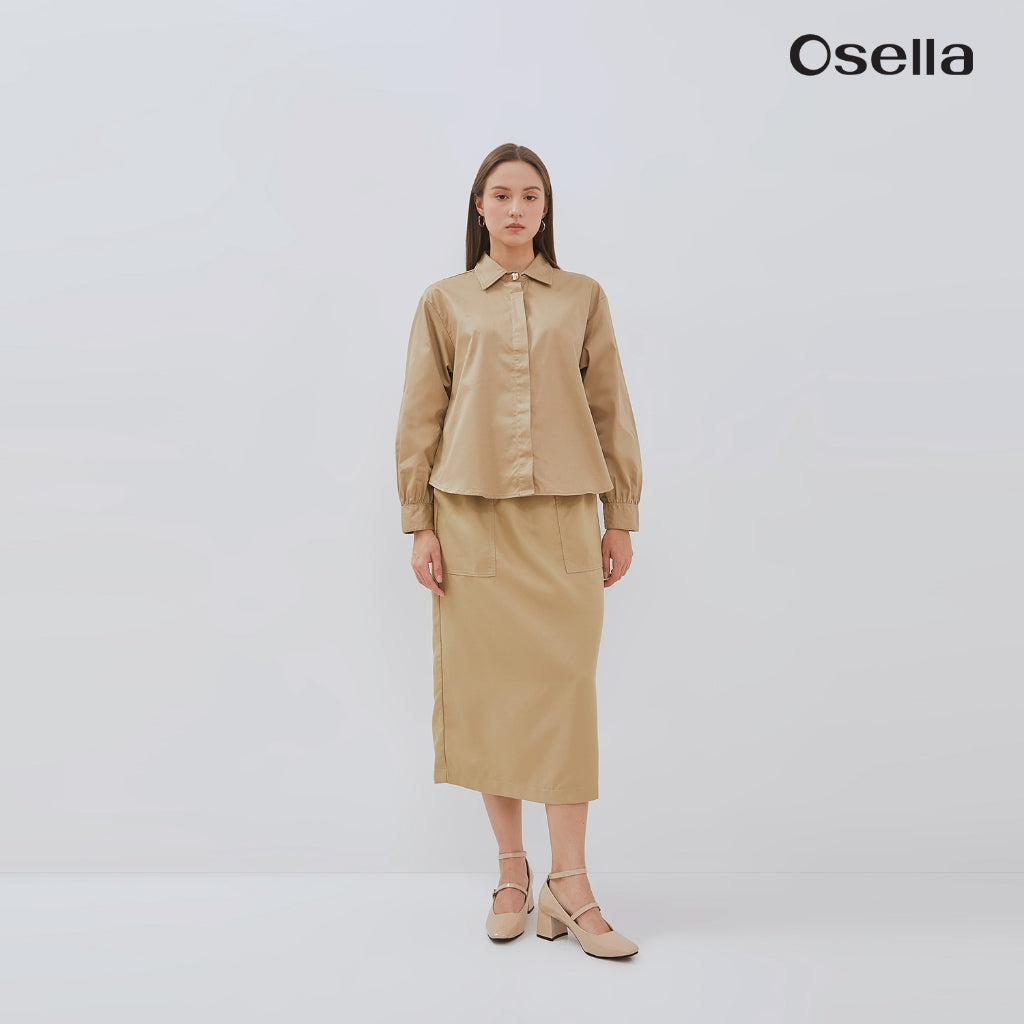 Osella Vena Puffy Sleeve Shirt With Statement Button 21376602 | Atasan Wanita Lengan Panjang