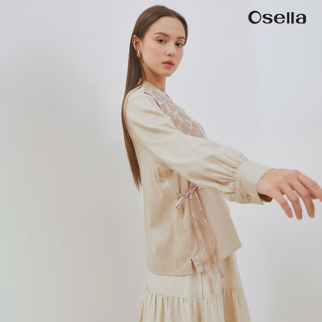 Osella Aysha Layered Lace Blouse 1137660187 | Blouse Lace Wanita Lengan Panjang