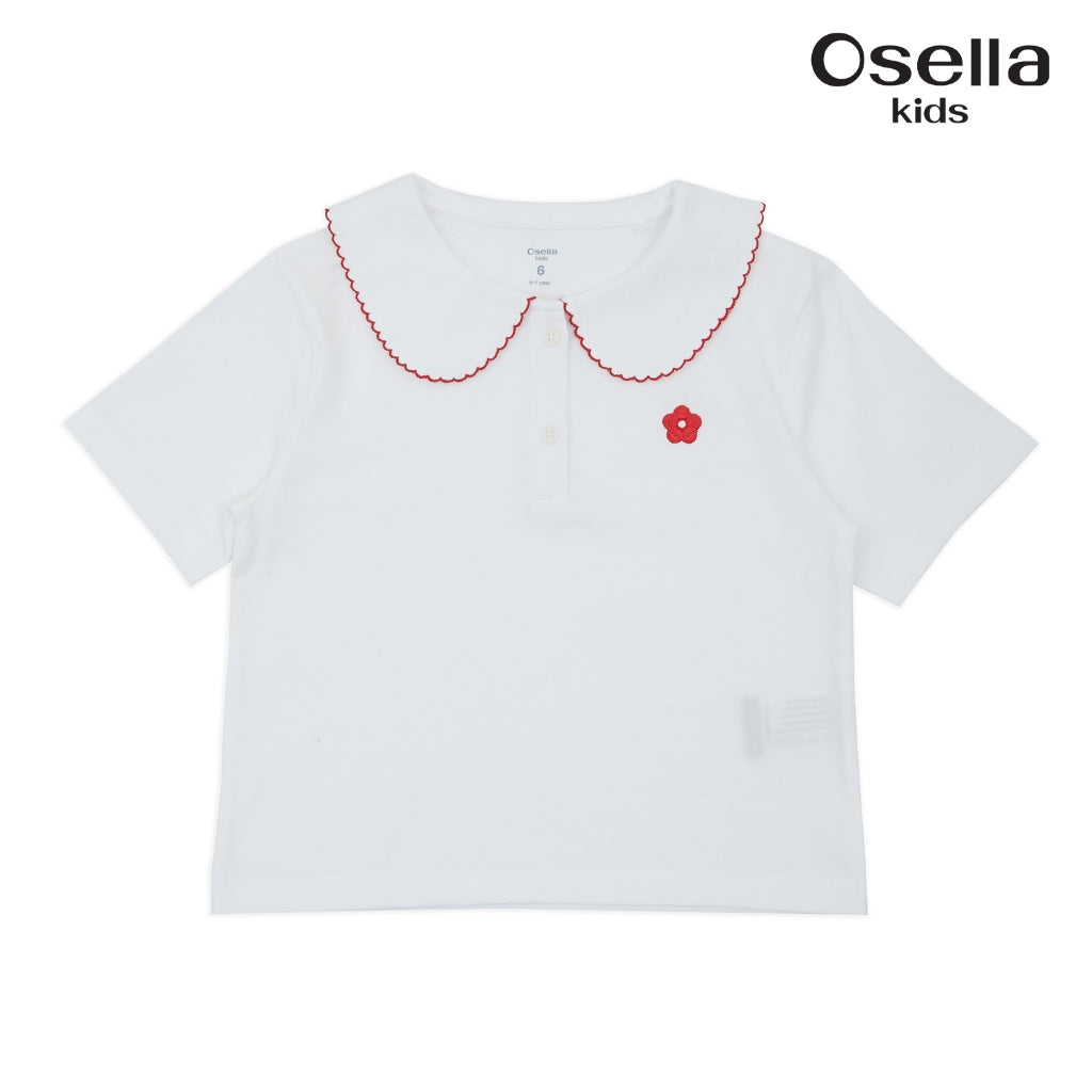 Osella Floral T-Shirt With Fancy Collar 23715009 | Atasan Blouse Lengan Pendek Anak Perempuan