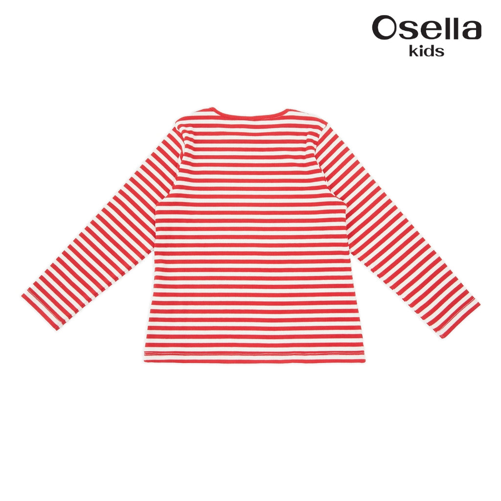 Osella Marry Long Sleeve Stripe T-Shirt 2377500551 | Atasan Lengan Panjang Garis Garis Anak Perempuan