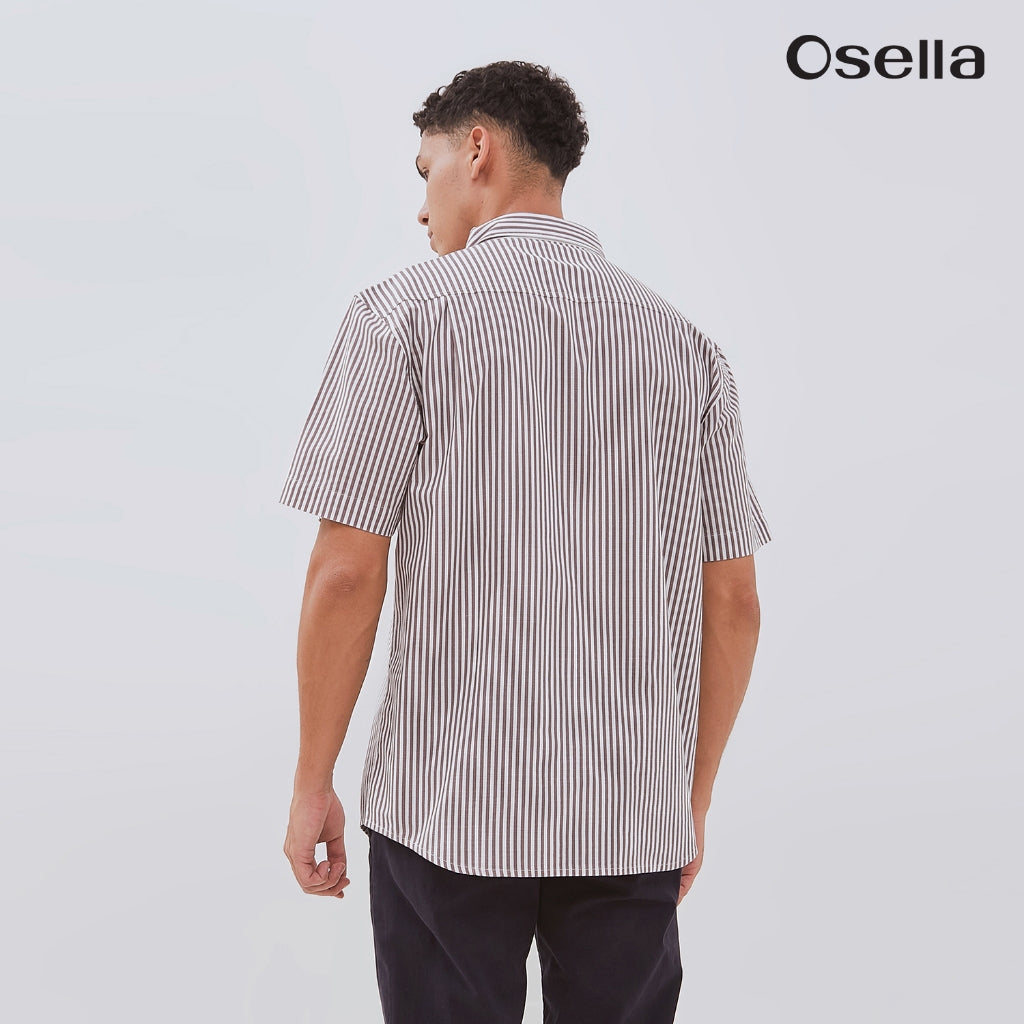 Osella Ethan Short Sleeve Vertical Stripe Shirt 2030500282 | Kemeja Lengan Pendek Pria