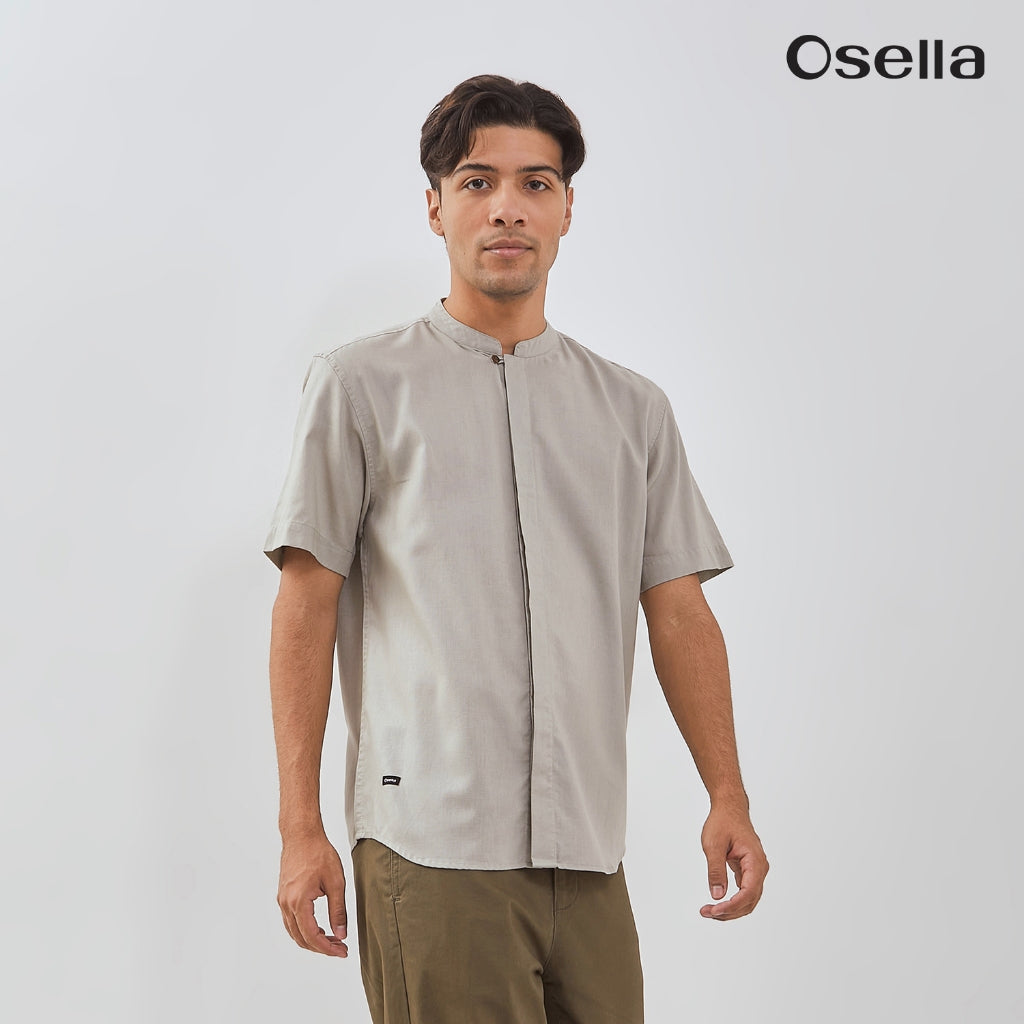 Osella Ziyyad Short Sleeve Stand Collared Shirt 203W6601 | Kemeja Lengan Pendek Pria