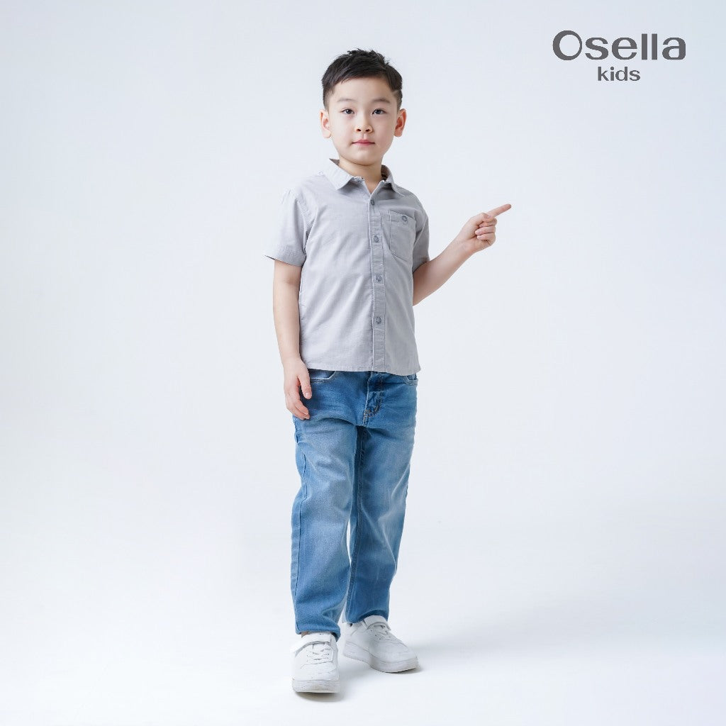 Osella Kids Elmer Regular Fit Short Shirt 22326603 | Kemeja Formal Anak Laki Laki