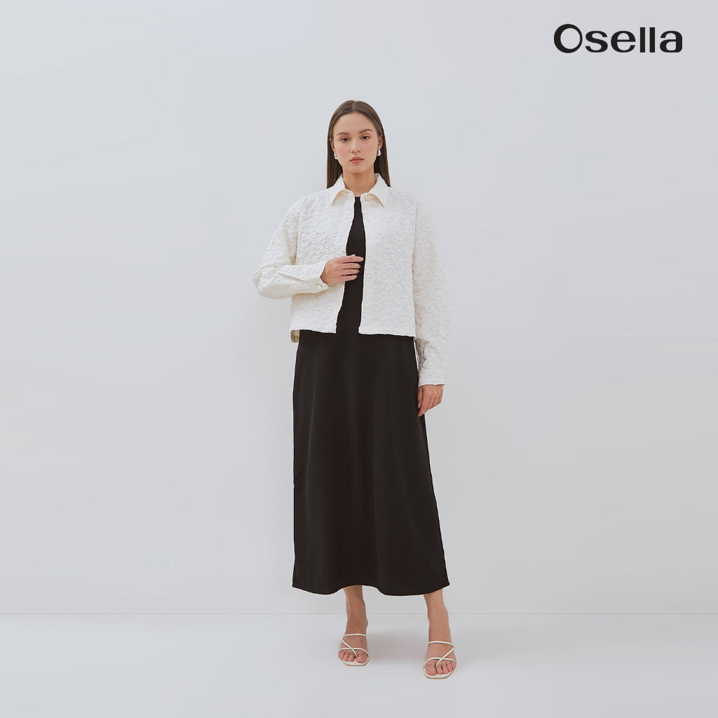 Osella Zania Dress Set With Jacquard Outer 11576603 | Setelan Dress Outer Lengan Panjang Wanita