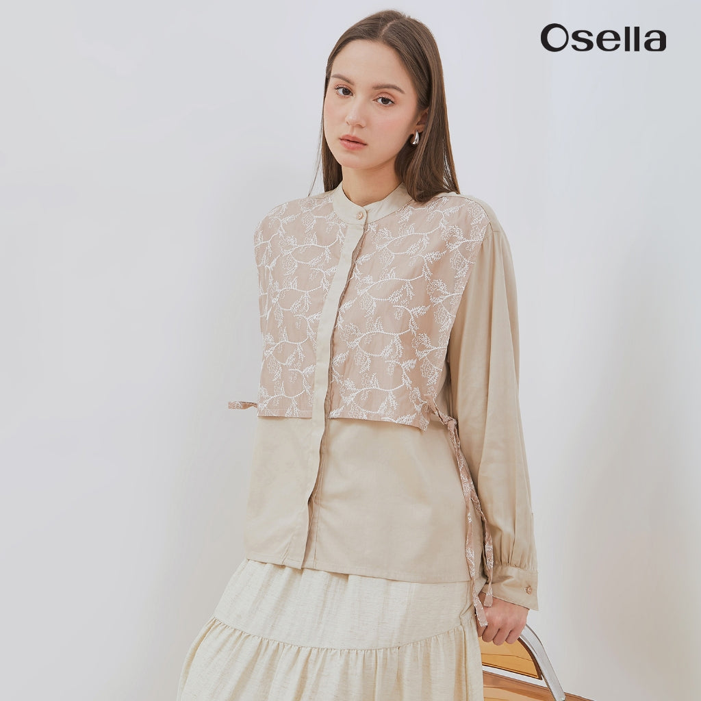 Osella Aysha Layered Lace Blouse 1137660187 | Blouse Lace Wanita Lengan Panjang