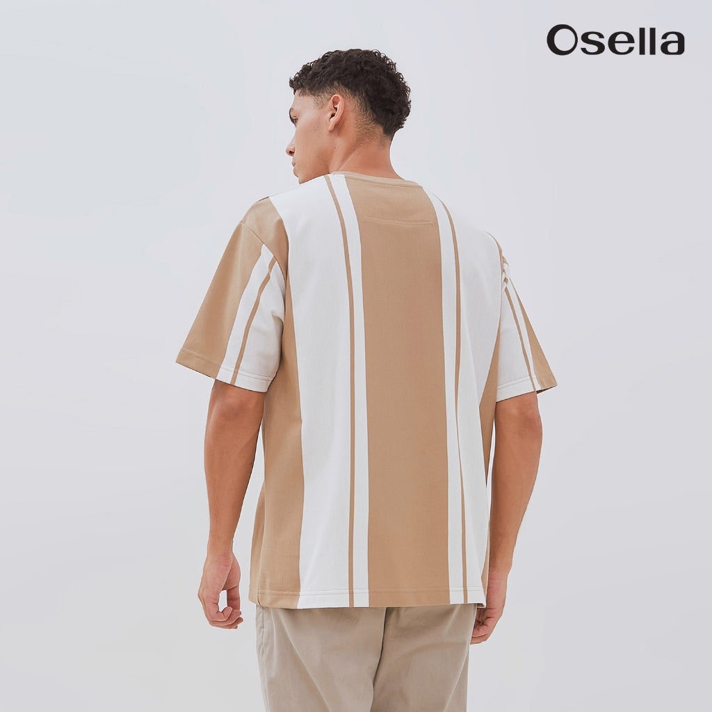 Osella Vertical Stripes Relaxed Fit T-Shirt 20715020 | Atasan Kaos Lengan Pendek Pria