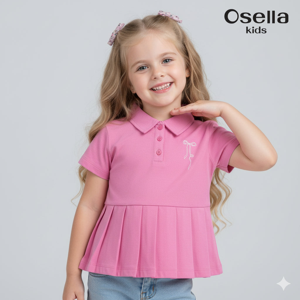 Osella Ribbon Top With Pleats 2336500513 | Atasan Ruffle Lengan Pendek Anak Perempuan