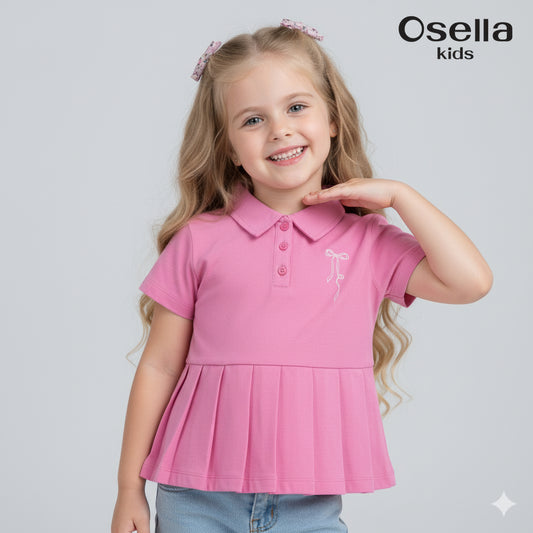 Osella Ribbon Top With Pleats 2336500513 | Atasan Ruffle Lengan Pendek Anak Perempuan