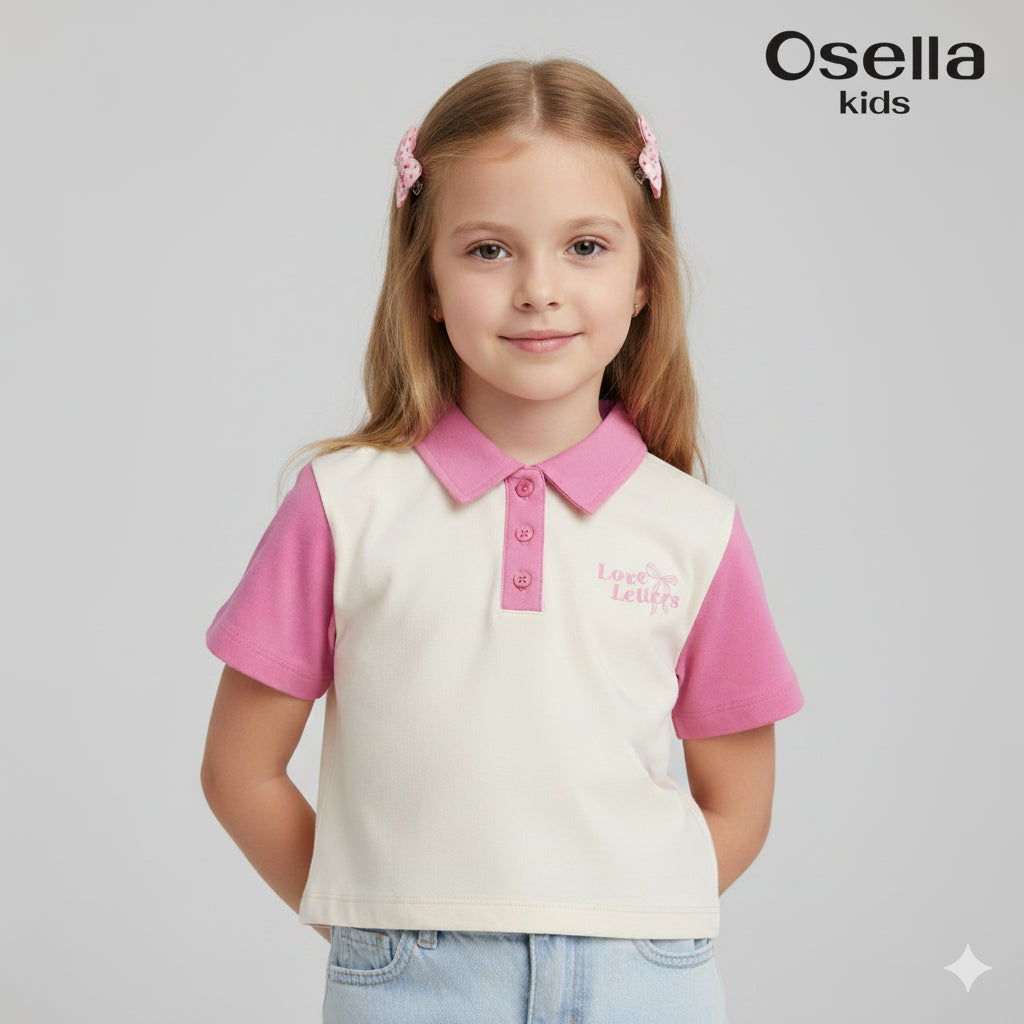 Osella Love Letter Polo Tee 2322500288 | Atasan Kaos Polo Anak Perempuan