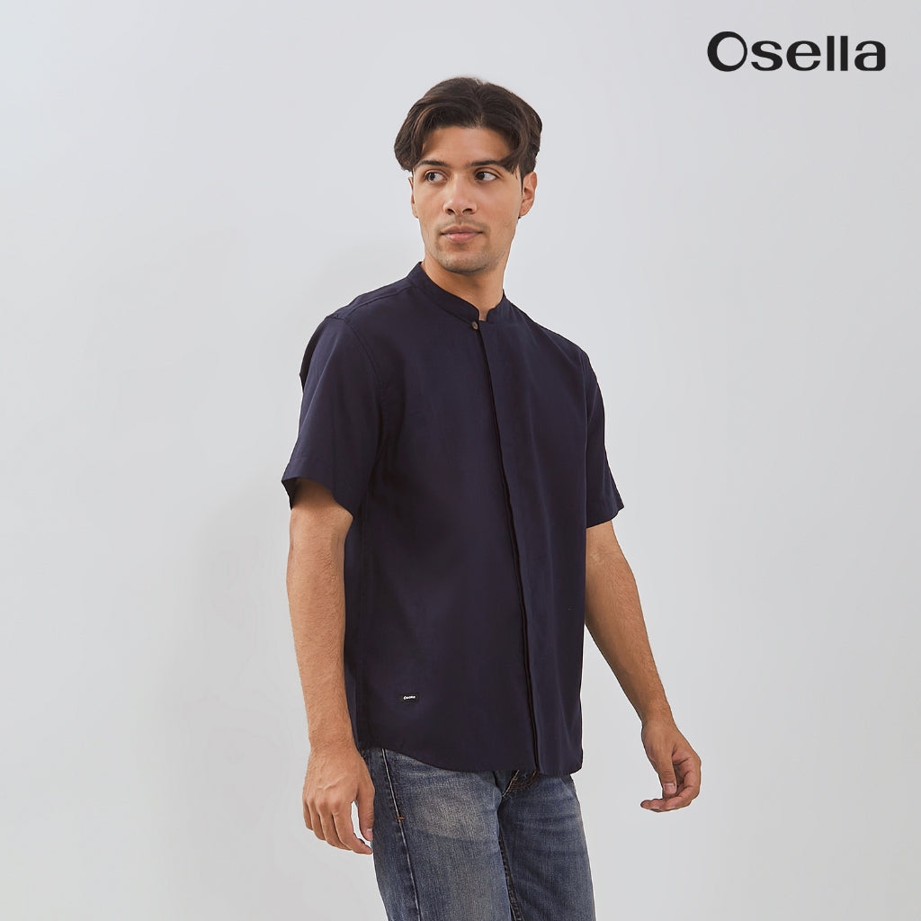 Osella Ziyyad Short Sleeve Stand Collared Shirt 203W6601 | Kemeja Lengan Pendek Pria