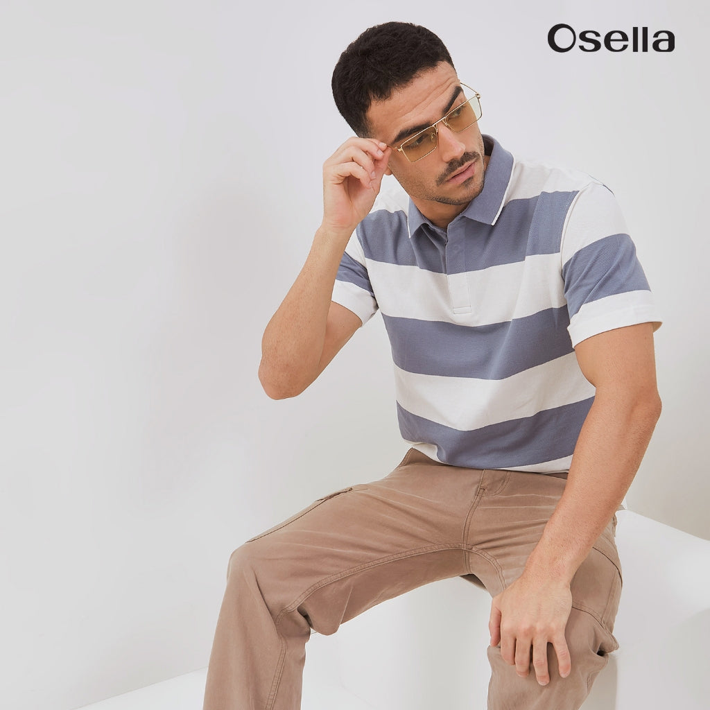 Osella Rodger Striped Polo Shirt 2021501236 | Kaos Polo Lengan Pendek Pria